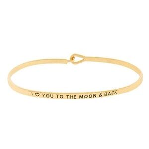 I LOVE YOU TO MOON AND BACK MESSAGE BRACELET  GOLD